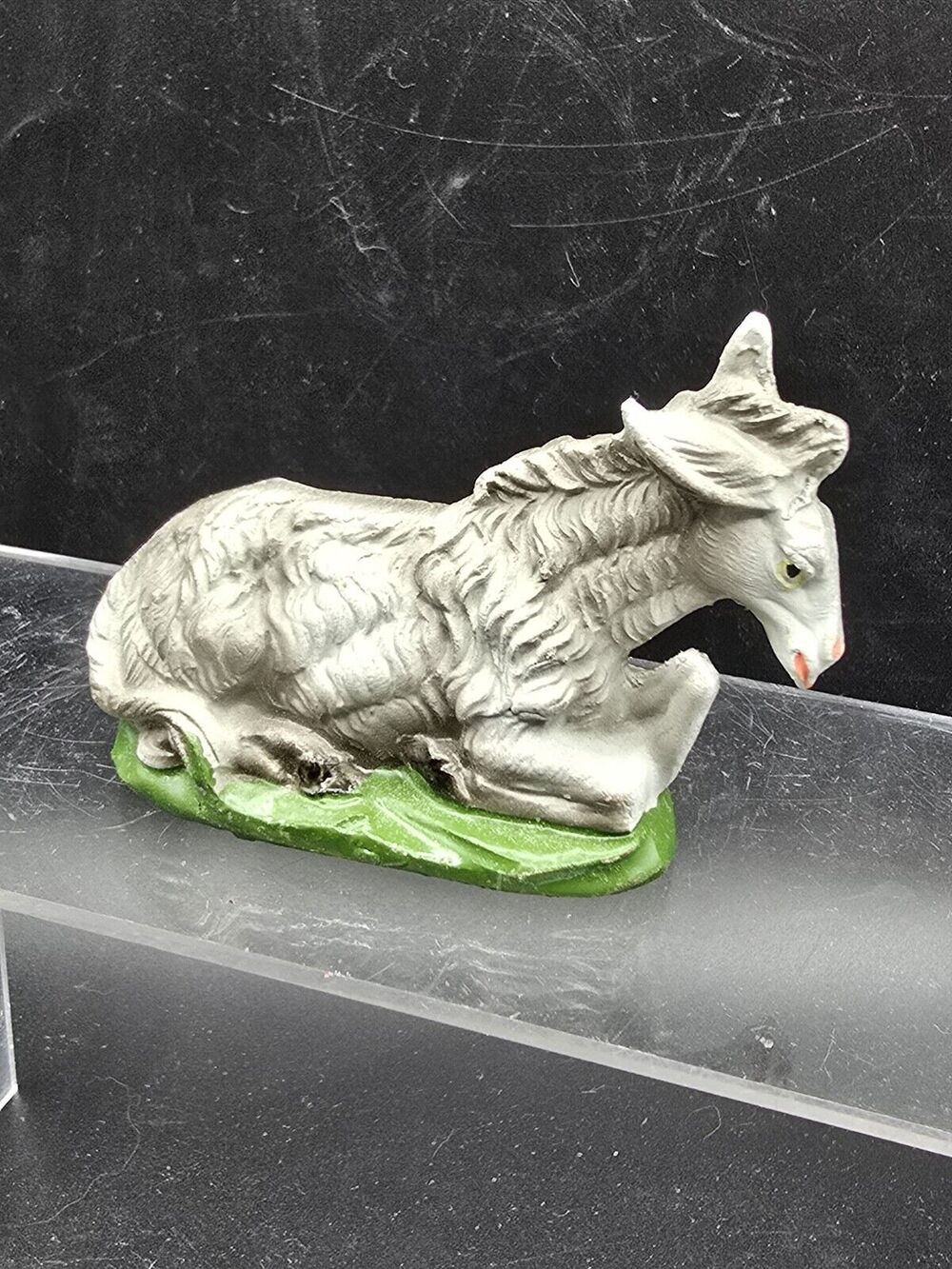Vintage Christmas Nativity Paper Mache Putz Composition Italy 1950s Donkey Mule